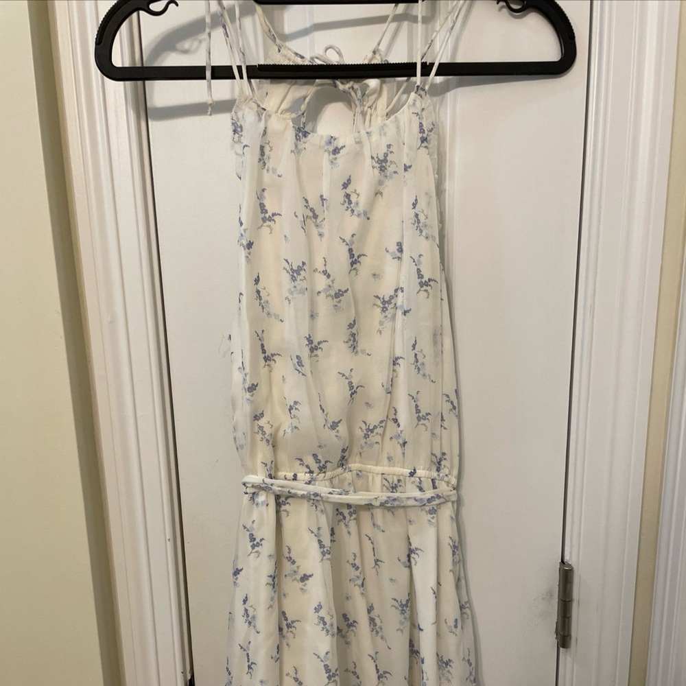 Abercrombie & Fitch White Halter Blue Floral Mini Dress Size Small